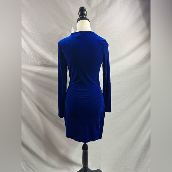 Royal Blue Ruched Front Velvet Dress - Picture 8 of 8